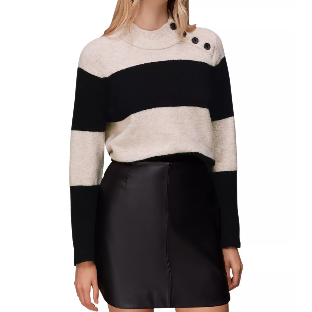 Whistles Stripe Mock Neck Sweater